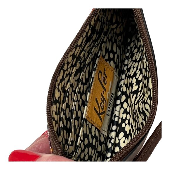 Fossil Wristlet Wallet Key Per Floral Coated Canvas Retro Geometric Print - Picture 7 of 8